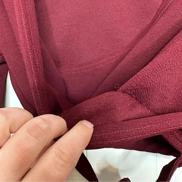 Shein EZwear Bell Sleeve Self-Tie Crop Top Burgundy  Size Medium - Picture 7 of 16